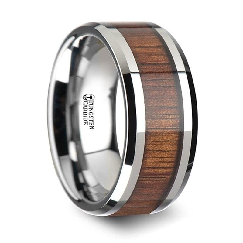 Xander Tungsten Carbide Wedding Band Set With Koa Wood Inlaid - 4mm - 12mm