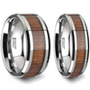 Xander Tungsten Carbide Wedding Band Set With Koa Wood Inlaid - 4mm - 12mm