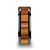 Yachelle Black Ceramic Wedding Band Set With Real Zebra Wood Inlay - 4mm - 10mm