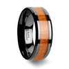 Zaire Black Ceramic Wedding Band Set With Cherry Wood Inlaid - 6mm - 10mm